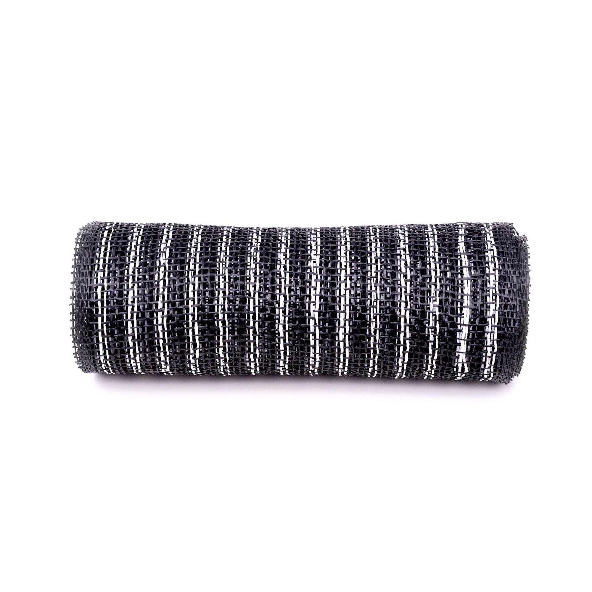 10" x 19ft. Black & White Stripe Poly Burlap Mesh by Celebrate It™